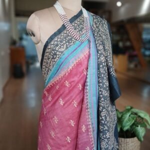 PadmaShree Takdira Begum’s Tussar Silk Kantha Saree – (SKTS1032)