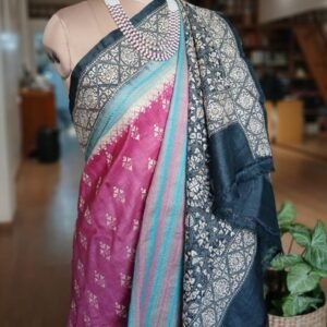 PadmaShree Takdira Begum’s Tussar Silk Kantha Saree – (SKTS1031)