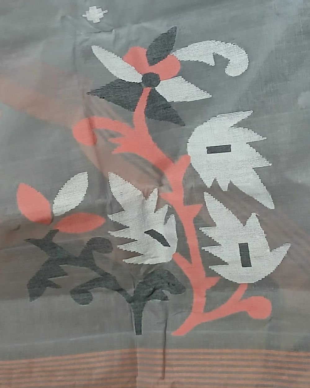 Crisp Cotton Hand Jamdani from Phulia in West Bengal – (CCHJ0015) - Image 4