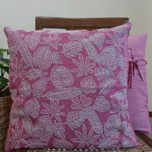 Set of 2 Tropical Fern Leaf Reverse Kantha Cushion Covers – (CUSH0073)