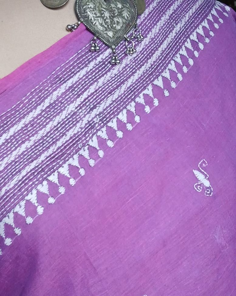 Cotton Kantha Saree from Santiniketan – (KNCS1051) - Image 2