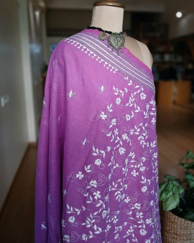 Cotton Kantha Saree from Santiniketan – (KNCS1051) - Image 4