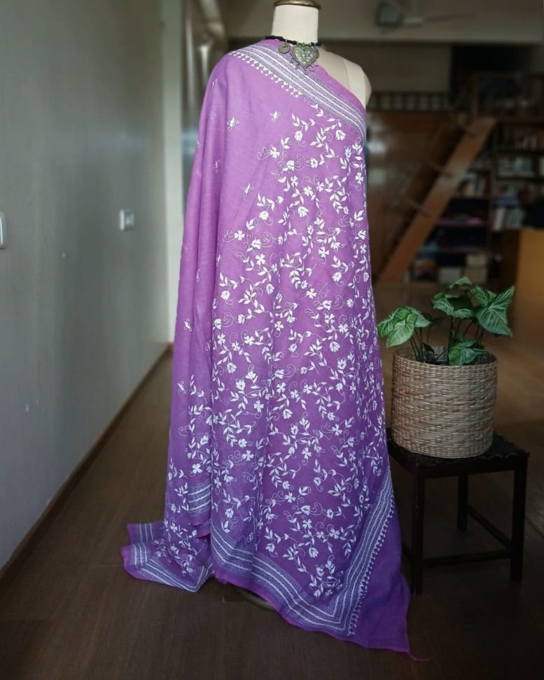 Cotton Kantha Saree from Santiniketan – (KNCS1051) - Image 5