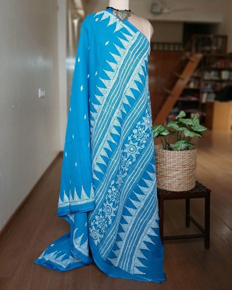 Cotton Kantha Saree from Santiniketan – (KNCS1048) - Image 4