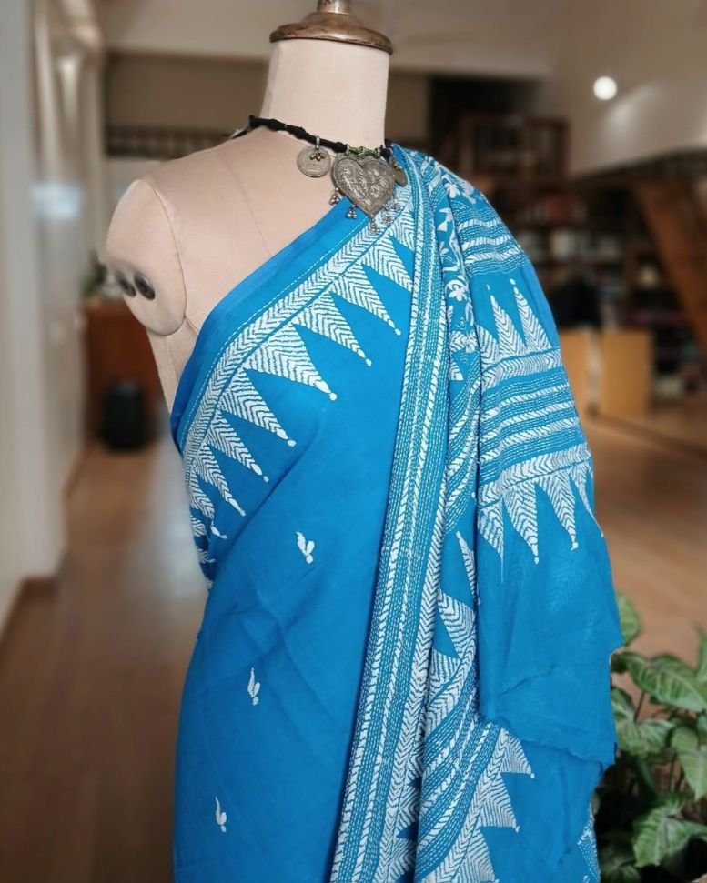 Cotton Kantha Saree from Santiniketan – (KNCS1048) - Image 5