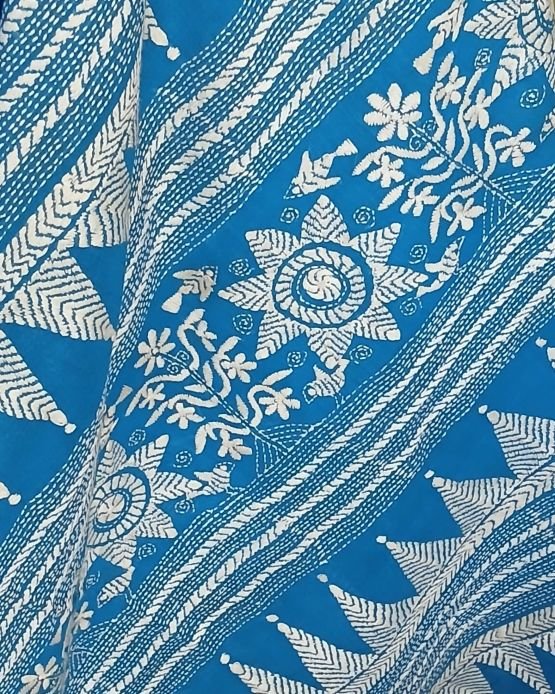 Cotton Kantha Saree from Santiniketan – (KNCS1048) - Image 6