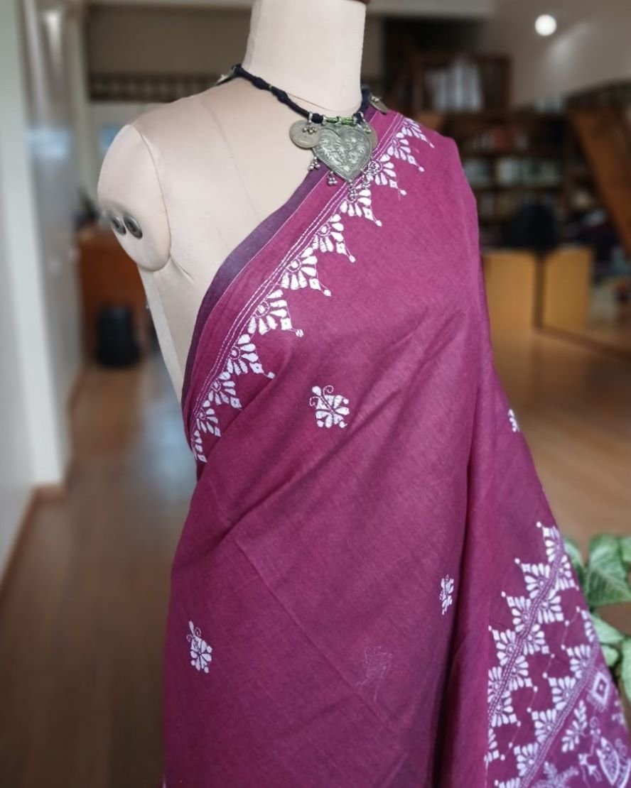 Cotton Kantha Saree from Santiniketan – (KNCS1053) - Image 2