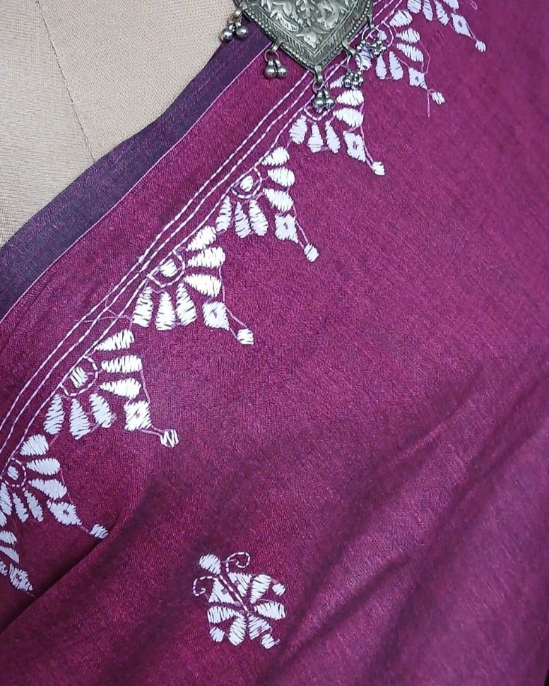 Cotton Kantha Saree from Santiniketan – (KNCS1053) - Image 3