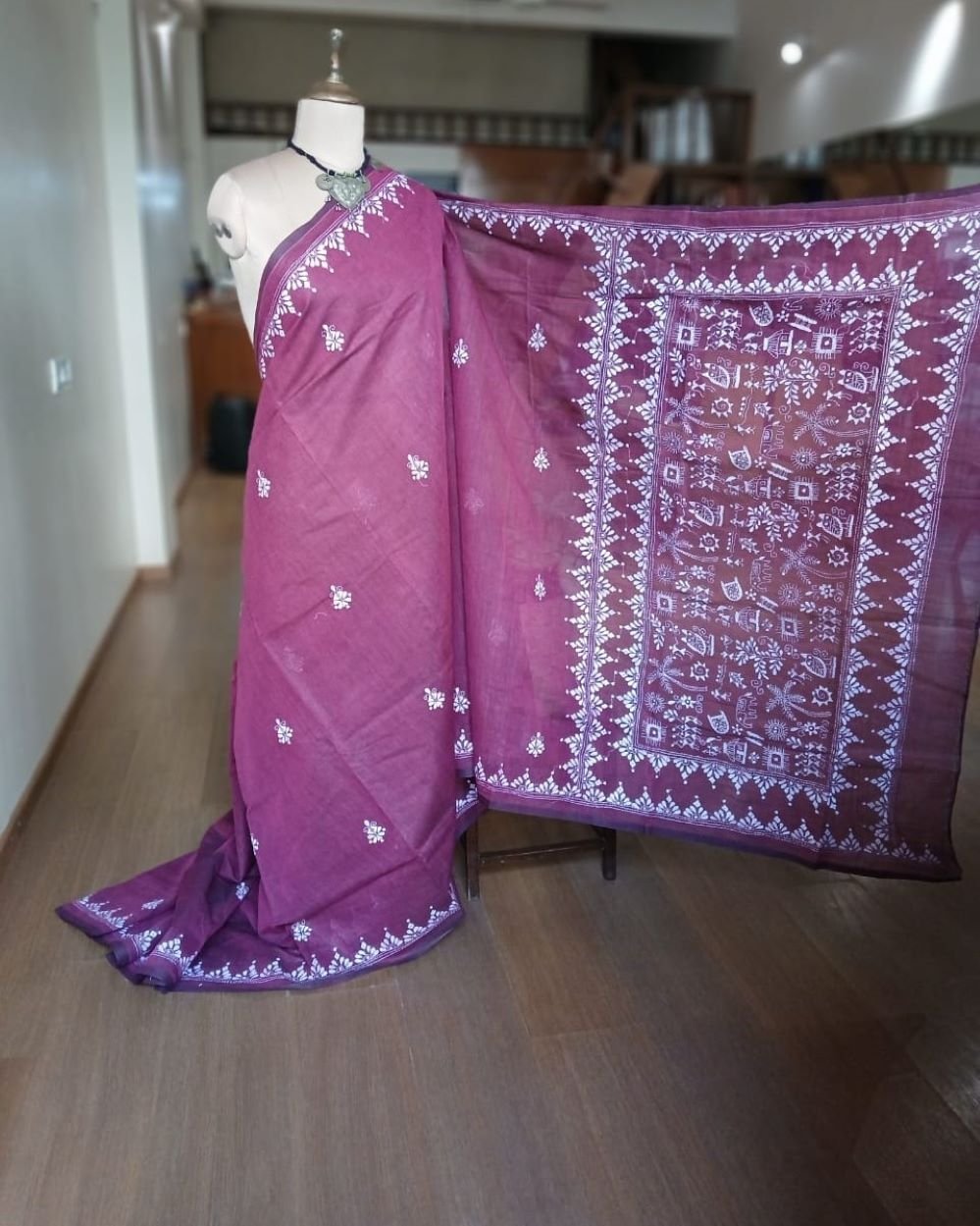 Cotton Kantha Saree from Santiniketan – (KNCS1053) - Image 5
