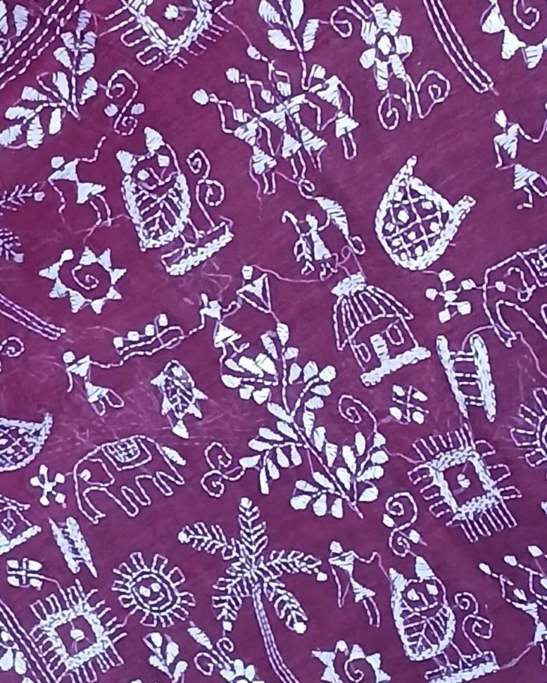 Cotton Kantha Saree from Santiniketan – (KNCS1053) - Image 8