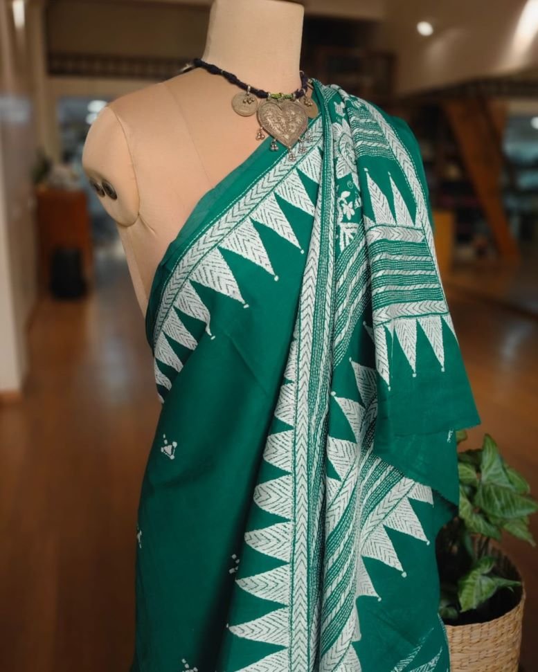 Cotton Kantha Saree from Santiniketan – (KNCS1058) - Image 4