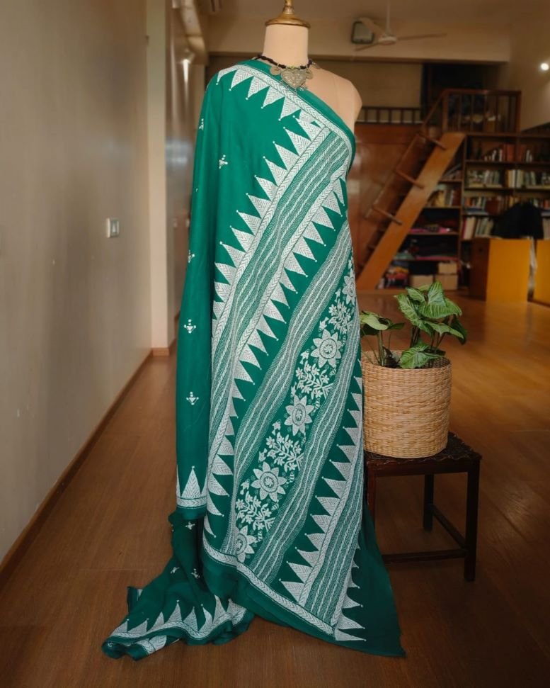 Cotton Kantha Saree from Santiniketan – (KNCS1058) - Image 6