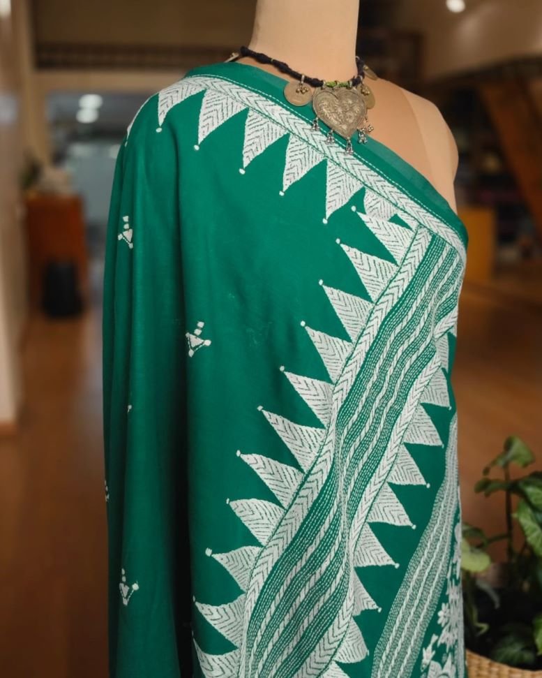 Cotton Kantha Saree from Santiniketan – (KNCS1058) - Image 7