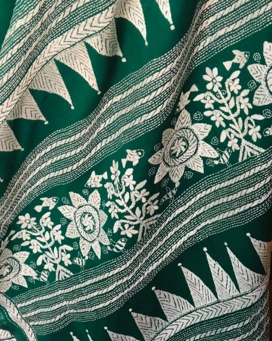 Cotton Kantha Saree from Santiniketan – (KNCS1058) - Image 8