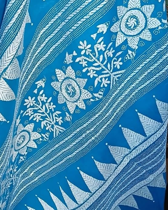 Cotton Kantha Saree from Santiniketan – (KNCS1054) - Image 2