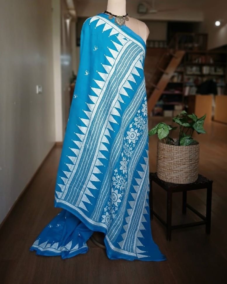 Cotton Kantha Saree from Santiniketan – (KNCS1054) - Image 3