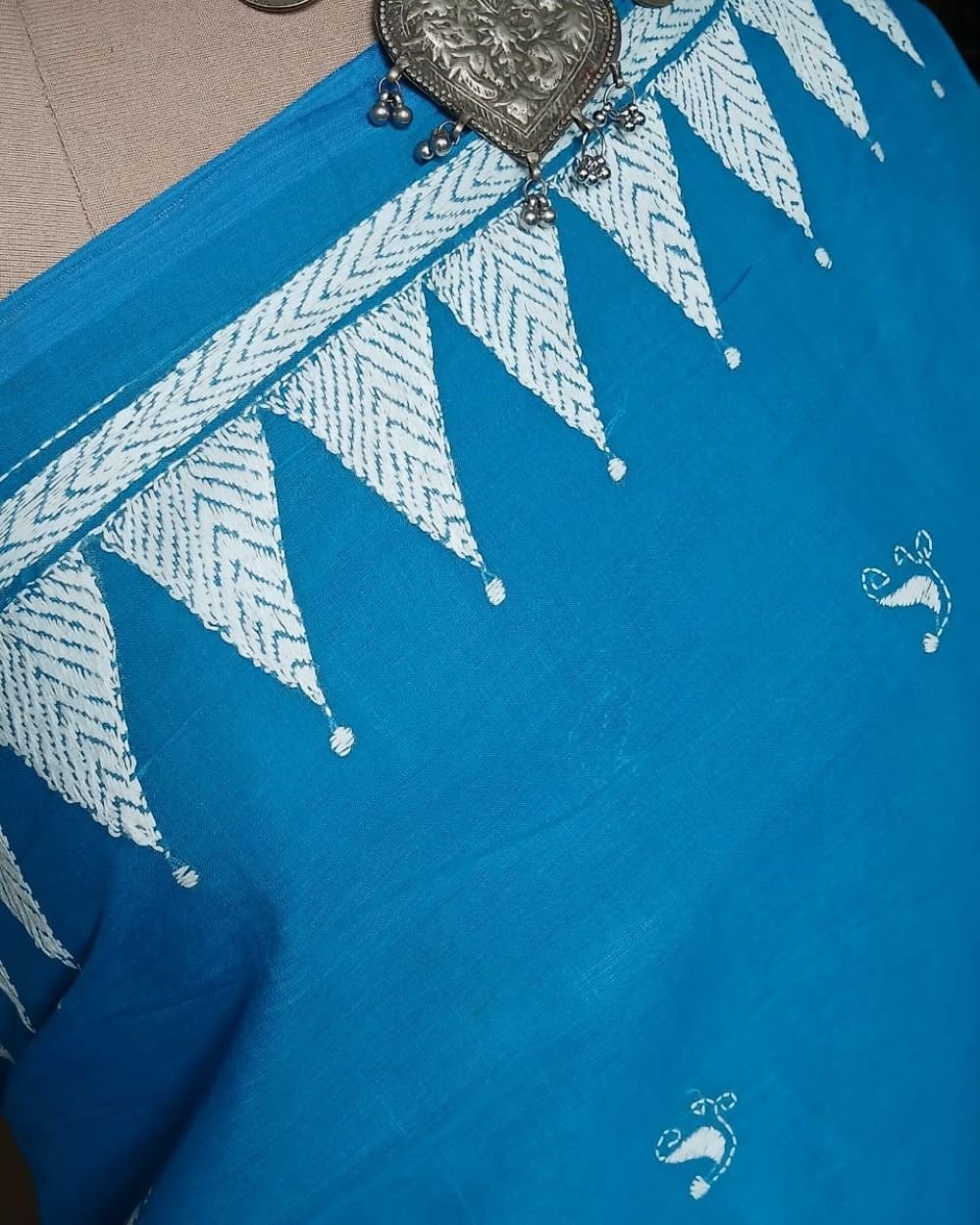 Cotton Kantha Saree from Santiniketan – (KNCS1054) - Image 8