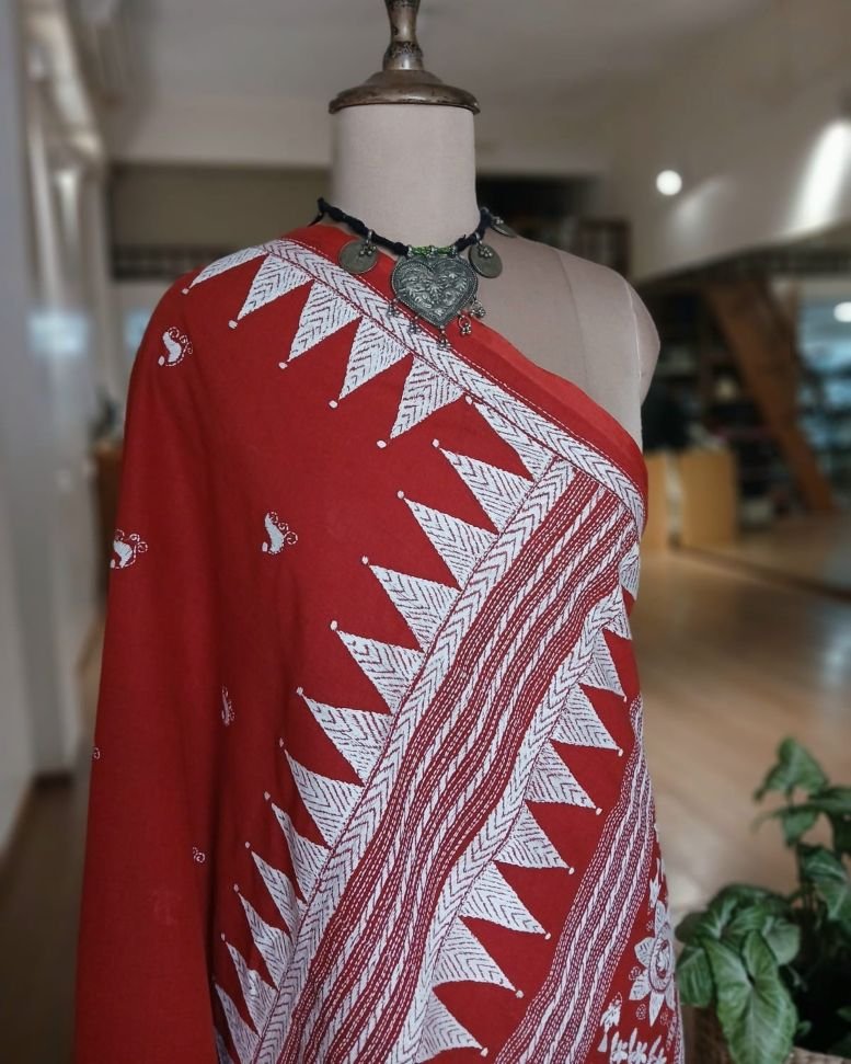 Cotton Kantha Saree from Santiniketan – (KNCS1043) - Image 8