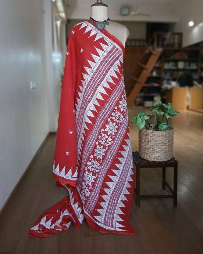 Cotton Kantha Saree from Santiniketan – (KNCS1043) - Image 7