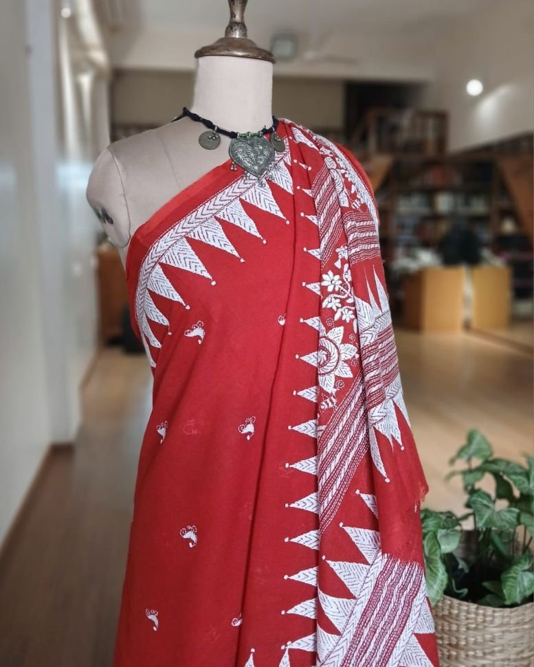 Cotton Kantha Saree from Santiniketan – (KNCS1043) - Image 5