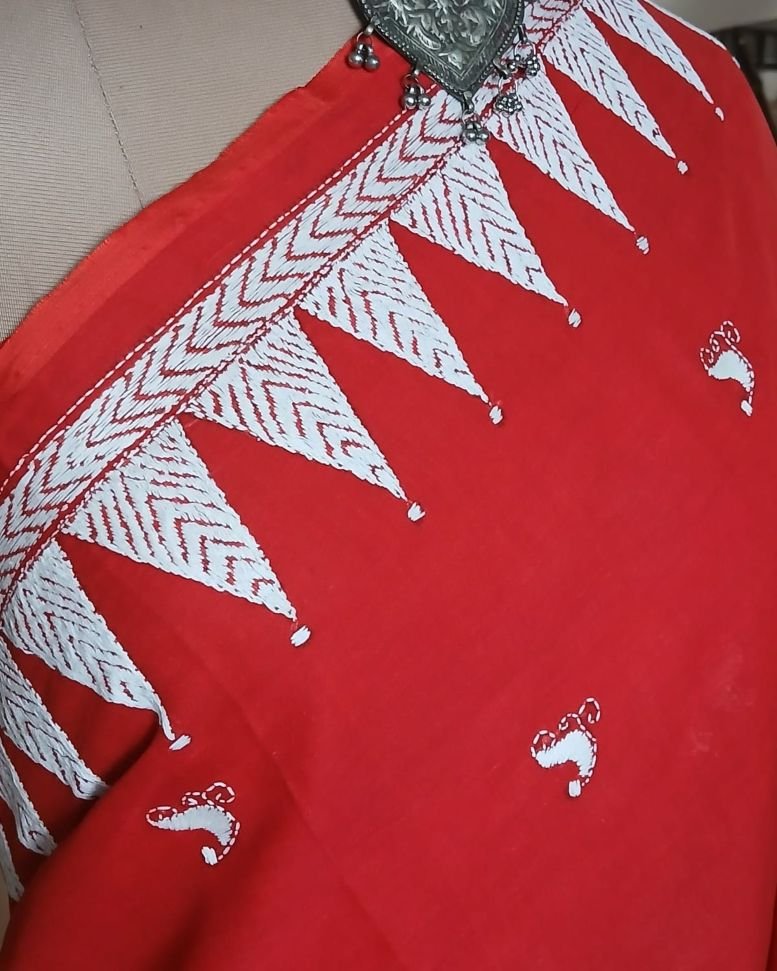 Cotton Kantha Saree from Santiniketan – (KNCS1043) - Image 3