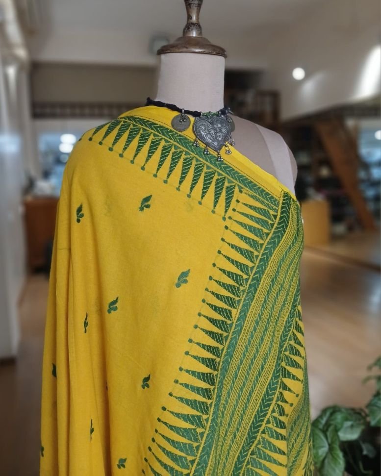 Cotton Kantha Saree from Santiniketan – (KNCS1044) - Image 2