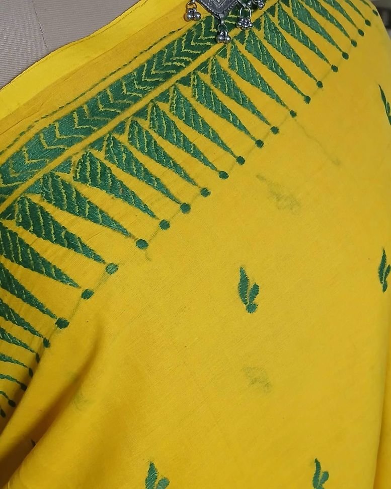 Cotton Kantha Saree from Santiniketan – (KNCS1044) - Image 4