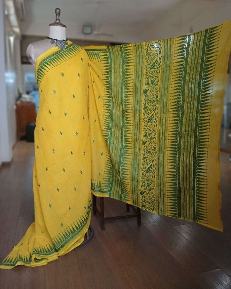 Cotton Kantha Saree from Santiniketan – (KNCS1044) - Image 7