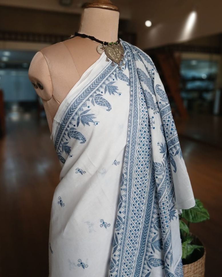 Cotton Kantha Saree from Santiniketan – (KNCS1045) - Image 4