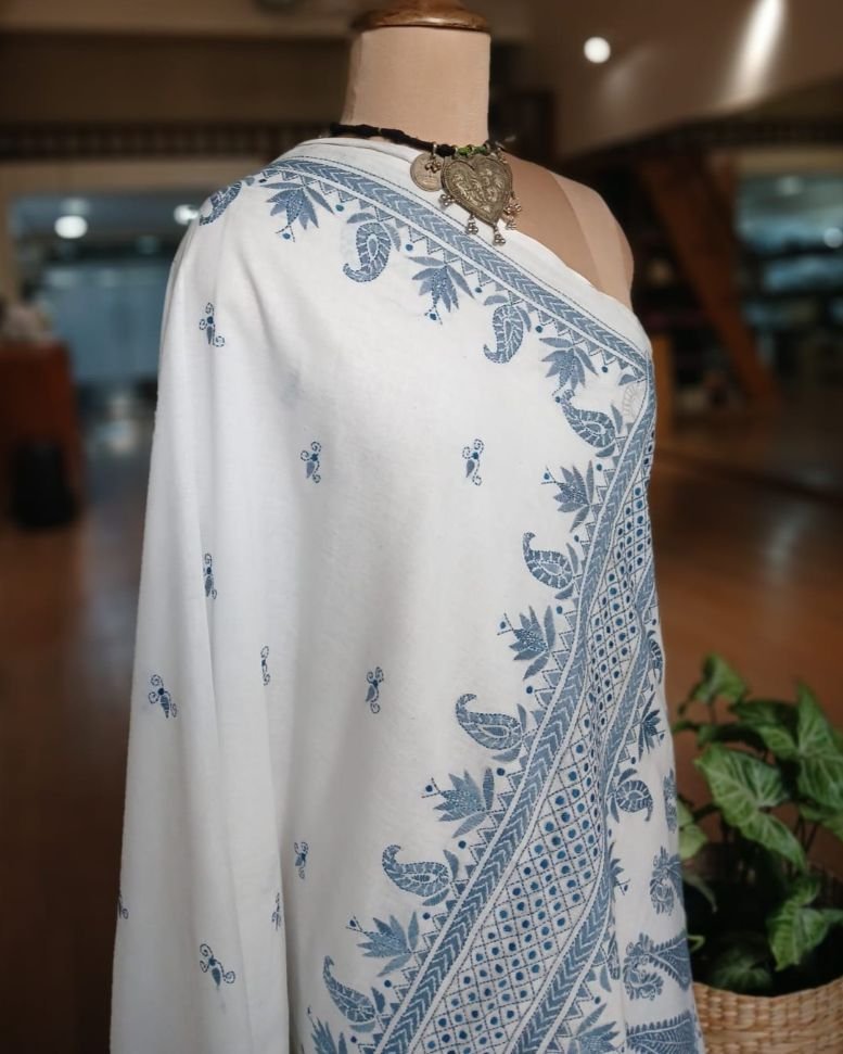 Cotton Kantha Saree from Santiniketan – (KNCS1045) - Image 5