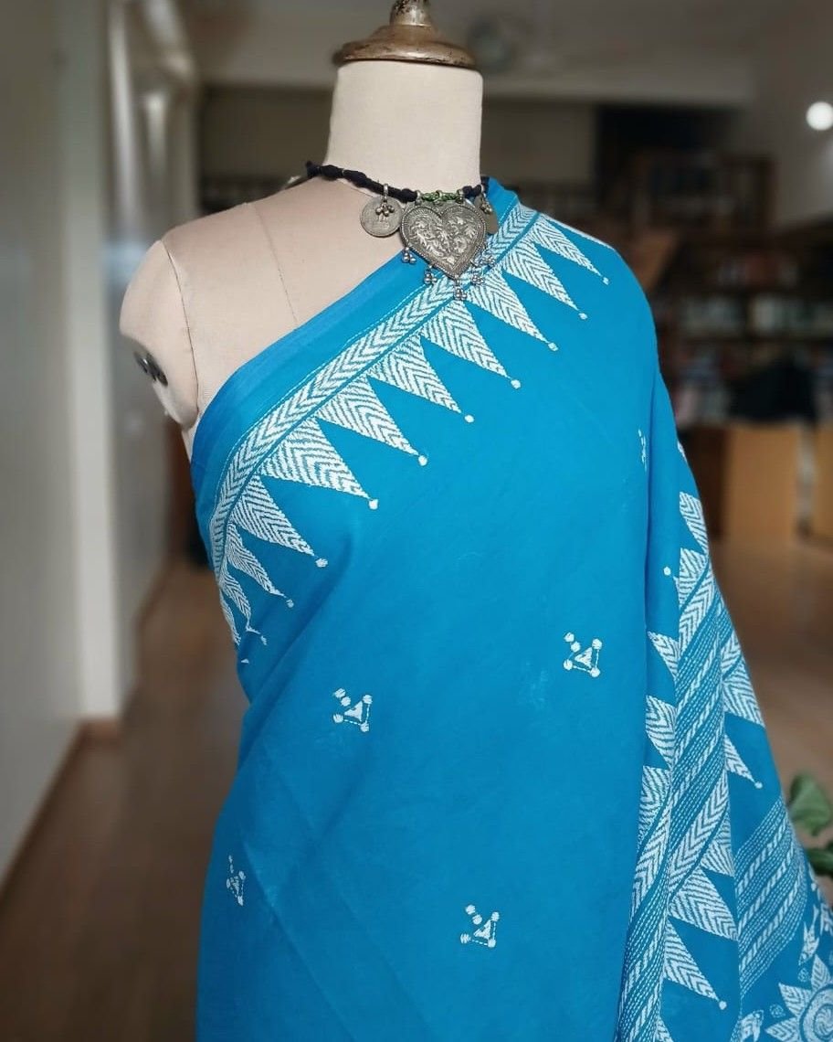 Cotton Kantha Saree from Santiniketan – (KNCS1046) - Image 2