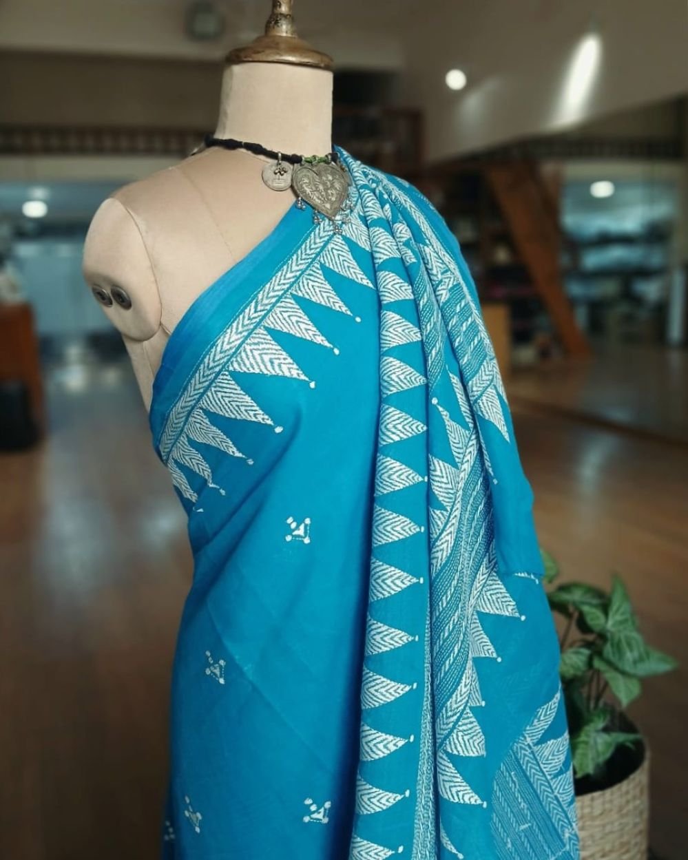 Cotton Kantha Saree from Santiniketan – (KNCS1046) - Image 5