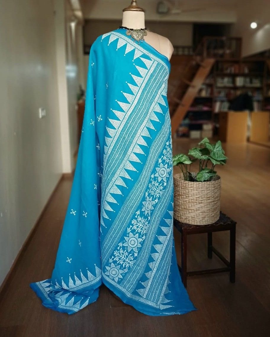 Cotton Kantha Saree from Santiniketan – (KNCS1046) - Image 7