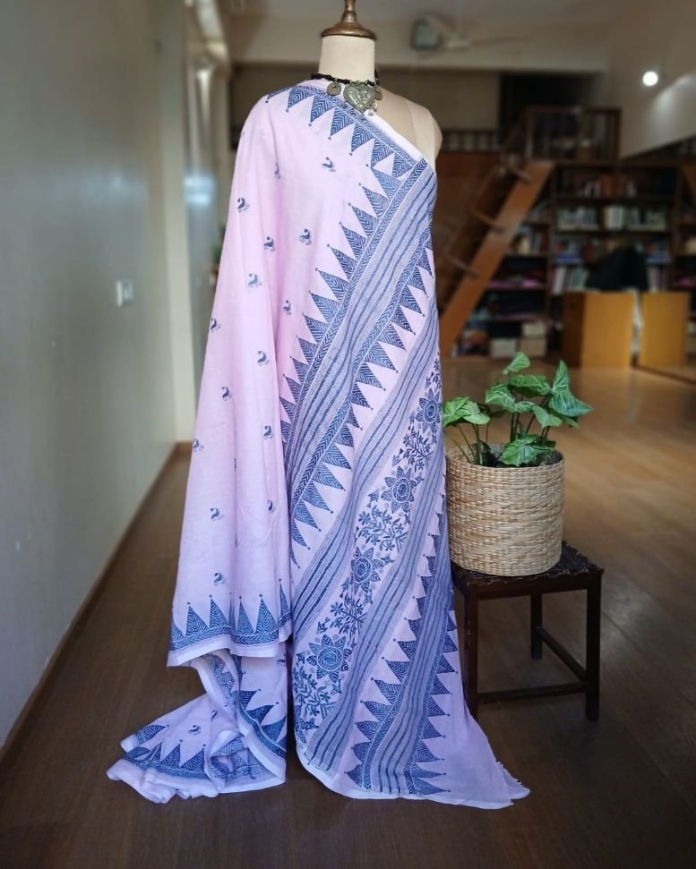 Cotton Kantha Saree from Santiniketan – (KNCS1047) - Image 3