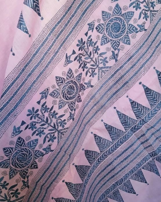 Cotton Kantha Saree from Santiniketan – (KNCS1047) - Image 6