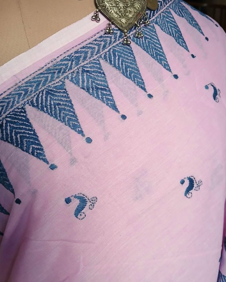 Cotton Kantha Saree from Santiniketan – (KNCS1047) - Image 7