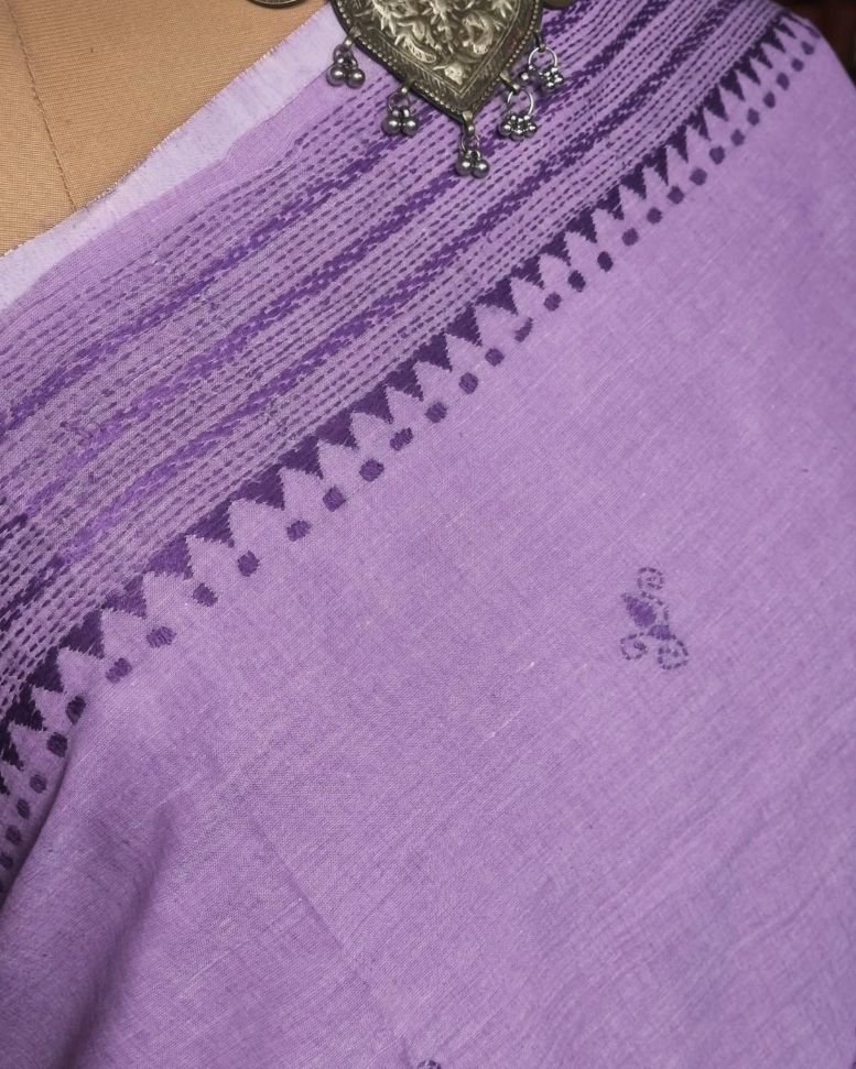 Cotton Kantha Saree from Santiniketan – (KNCS1049) - Image 4