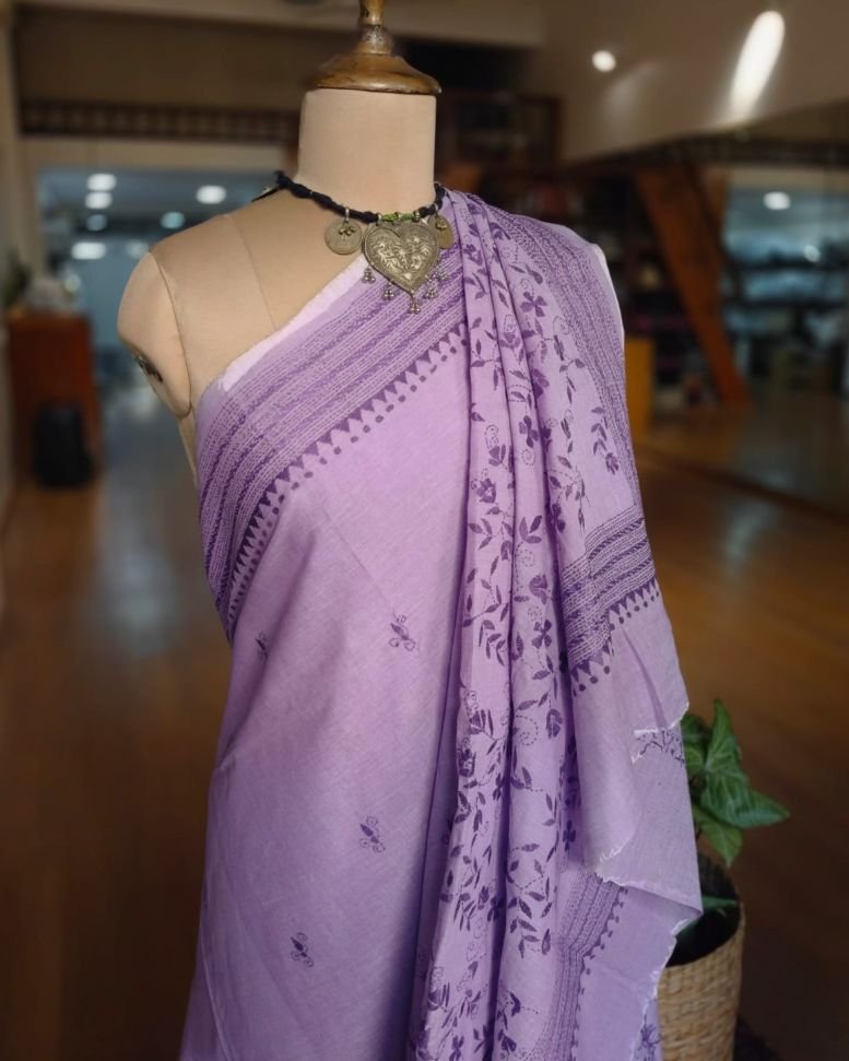 Cotton Kantha Saree from Santiniketan – (KNCS1049) - Image 5