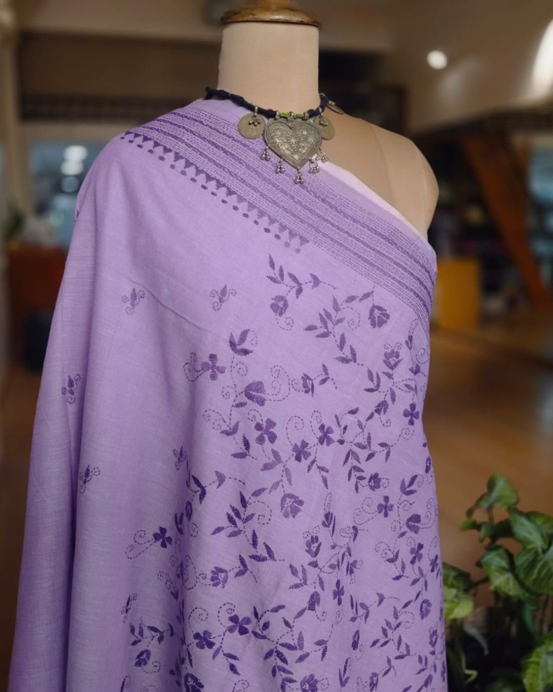 Cotton Kantha Saree from Santiniketan – (KNCS1049) - Image 8