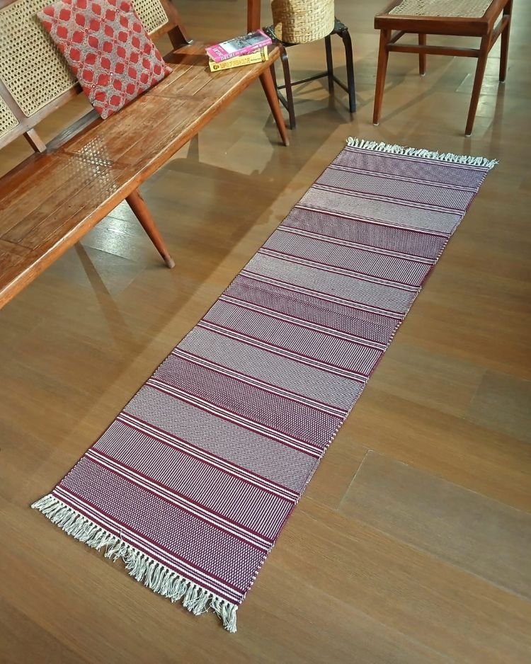 Handwoven Dhurrie from Warangal (2 x 6 ft) - (HDFW0005) - Image 2