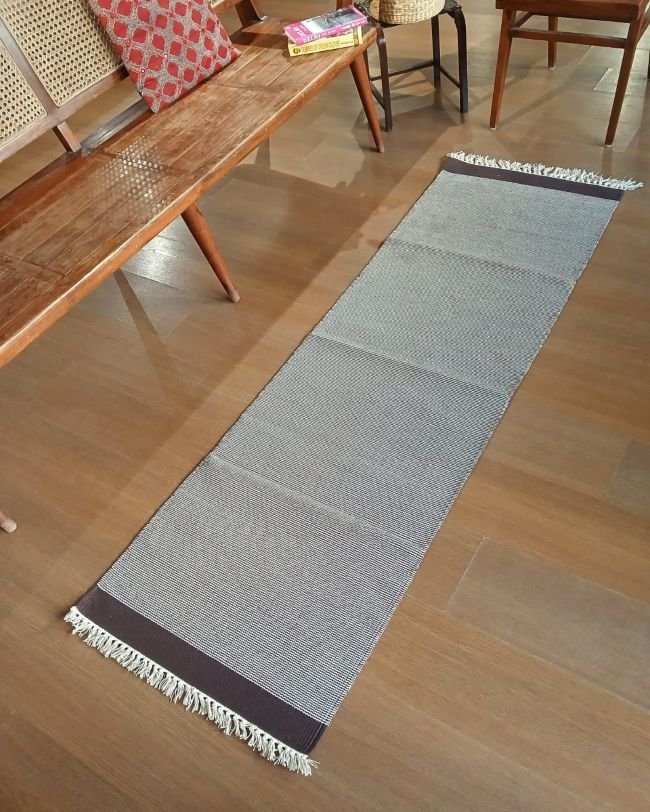 Handwoven Dhurrie from Warangal (2 x 6 ft) - (HDFW0008) - Image 2