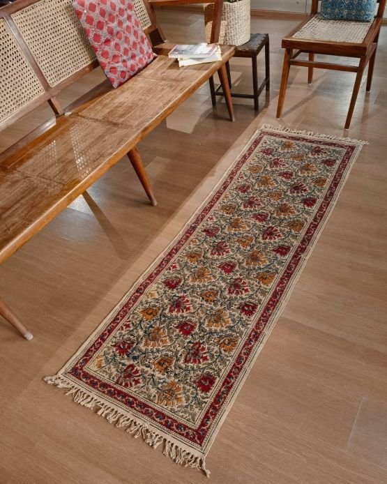 Kalamkari Dhurrie from Warangal (2 x 6 ft) – (NWKD1047) - Image 2