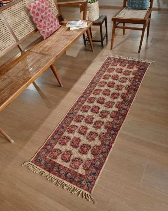 Kalamkari Dhurrie from Warangal (2 x 6 ft) – (NWKD1049) - Image 2