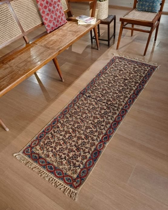 Kalamkari Dhurrie from Warangal (2 x 6 ft) – (NWKD1058) - Image 2