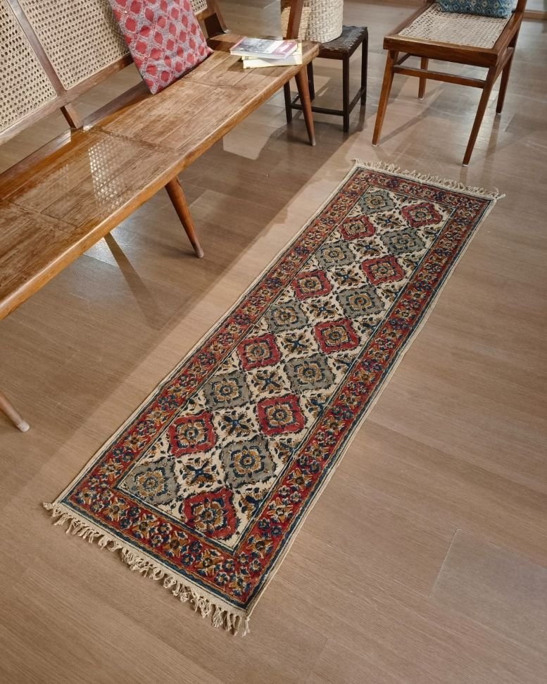 Kalamkari Dhurrie from Warangal (2 x 6 ft) – (NWKD1040) - Image 2