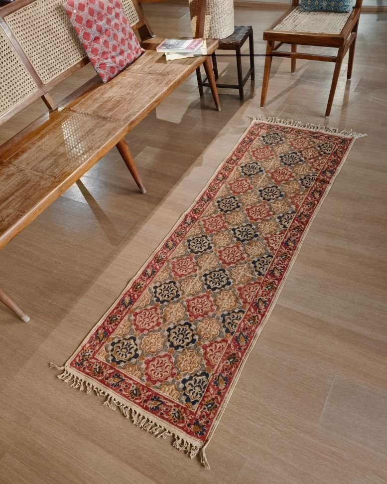 Kalamkari Dhurrie from Warangal (2 x 6 ft) – (NWKD1041) - Image 2