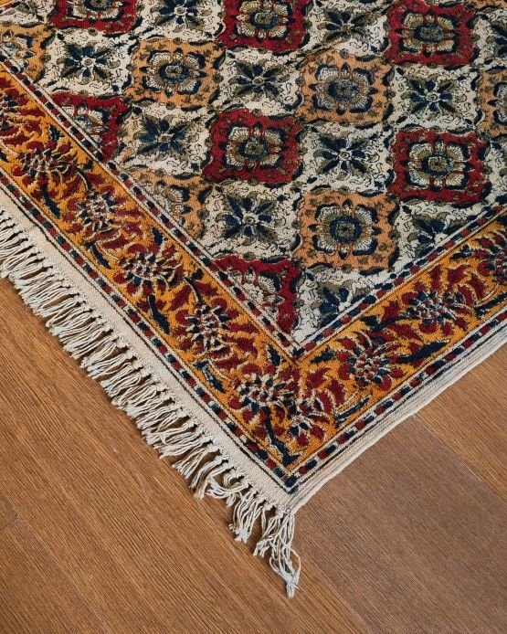 Kalamkari Dhurrie from Warangal (5 x 3 ft) – (NWKD1159)