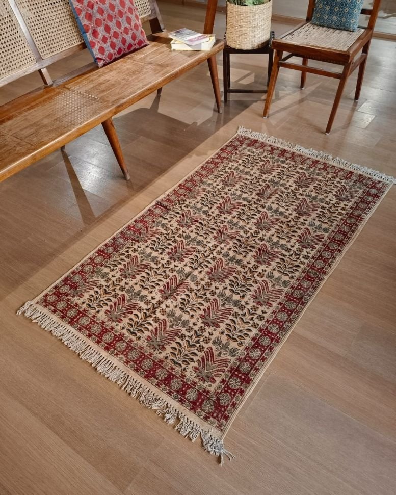 Kalamkari Dhurrie from Warangal (5 x 3 ft) – (NWKD1170) - Image 2