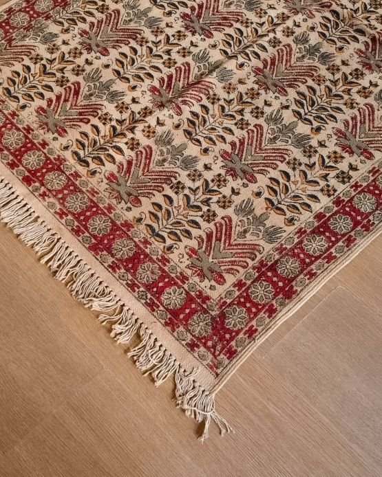 Kalamkari Dhurrie from Warangal (5 x 3 ft) – (NWKD1170)