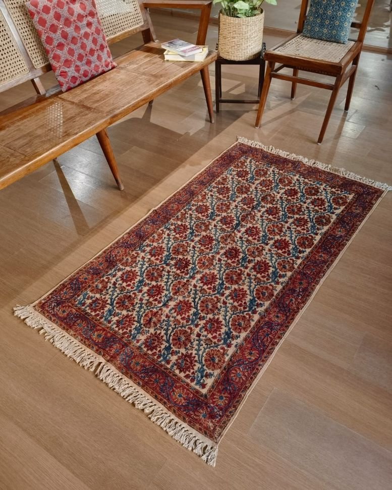 Kalamkari Dhurrie from Warangal (5 x 3 ft) – (NWKD1179) - Image 2